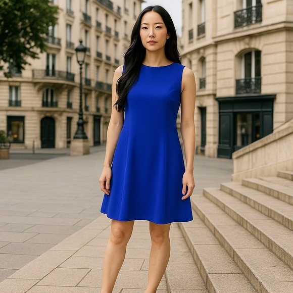 Jones Wear Dresses & Skirts - Jones Wear Women’s Sheath Dress Sz 10 Purple Double Tier Hem Draped Scoop Back